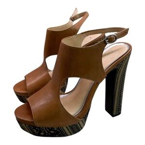 Jessica Simpson Brown Leather Platform Heel Sandals
